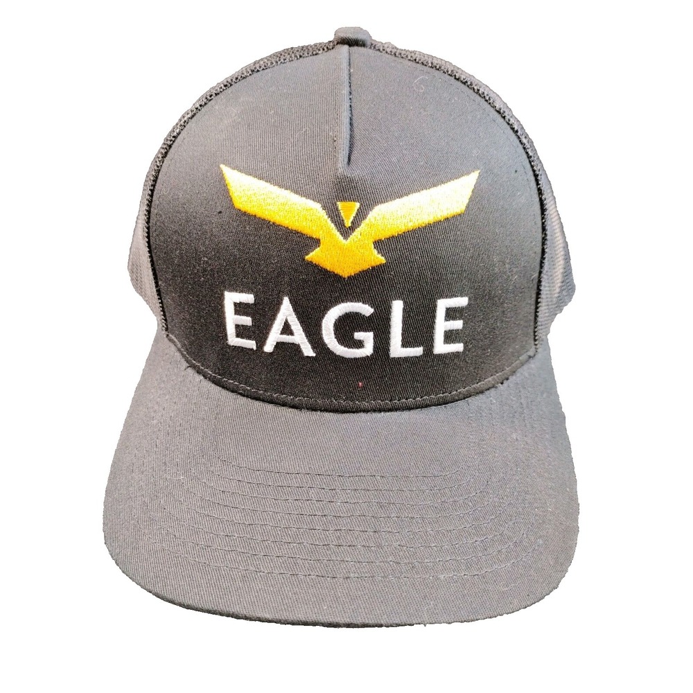 Eagle Logo Cap Hat Logo Snap Back Trucker Baseball Unisex Adjustable Black Mesh